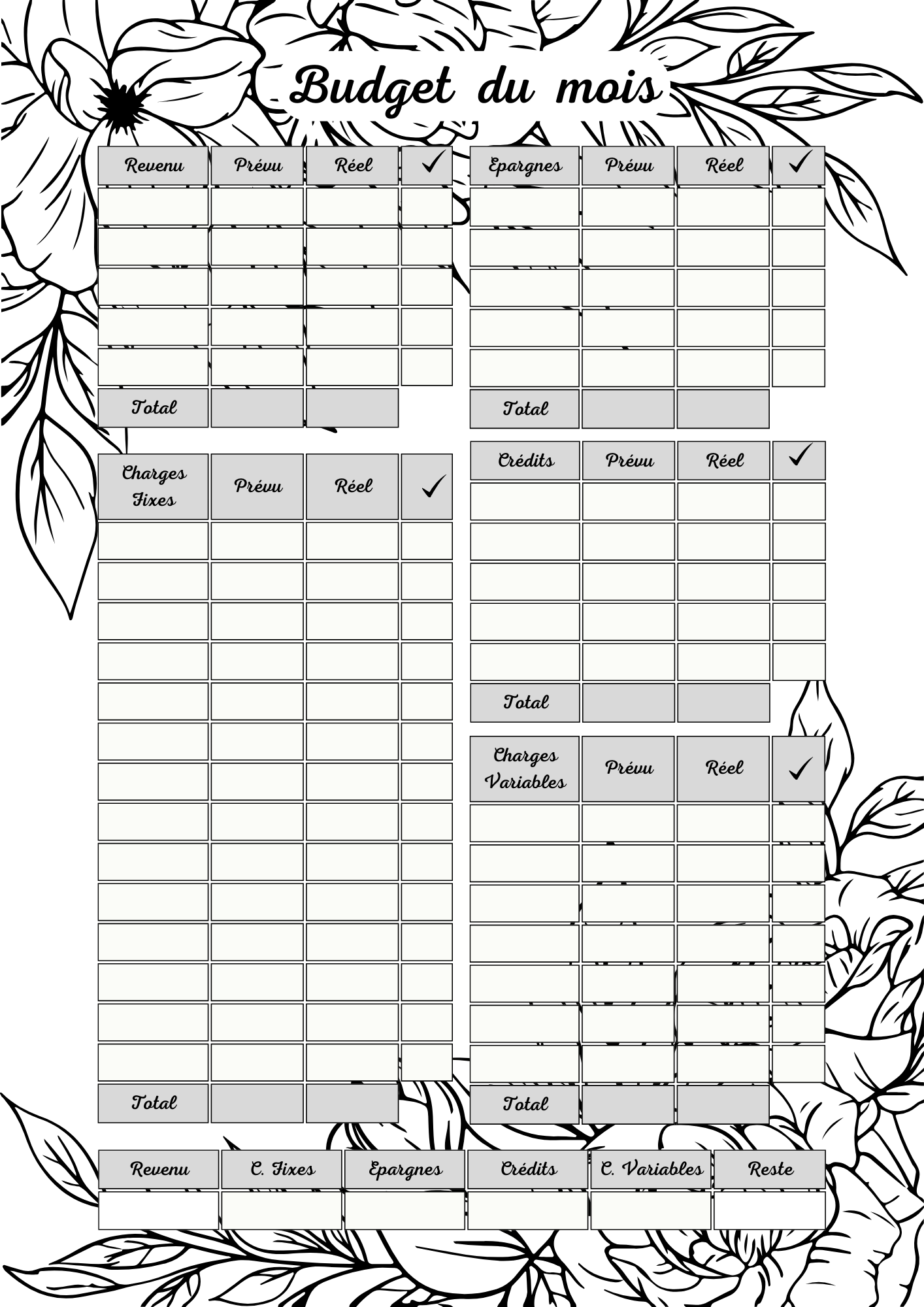 Budget Feuilles Noir