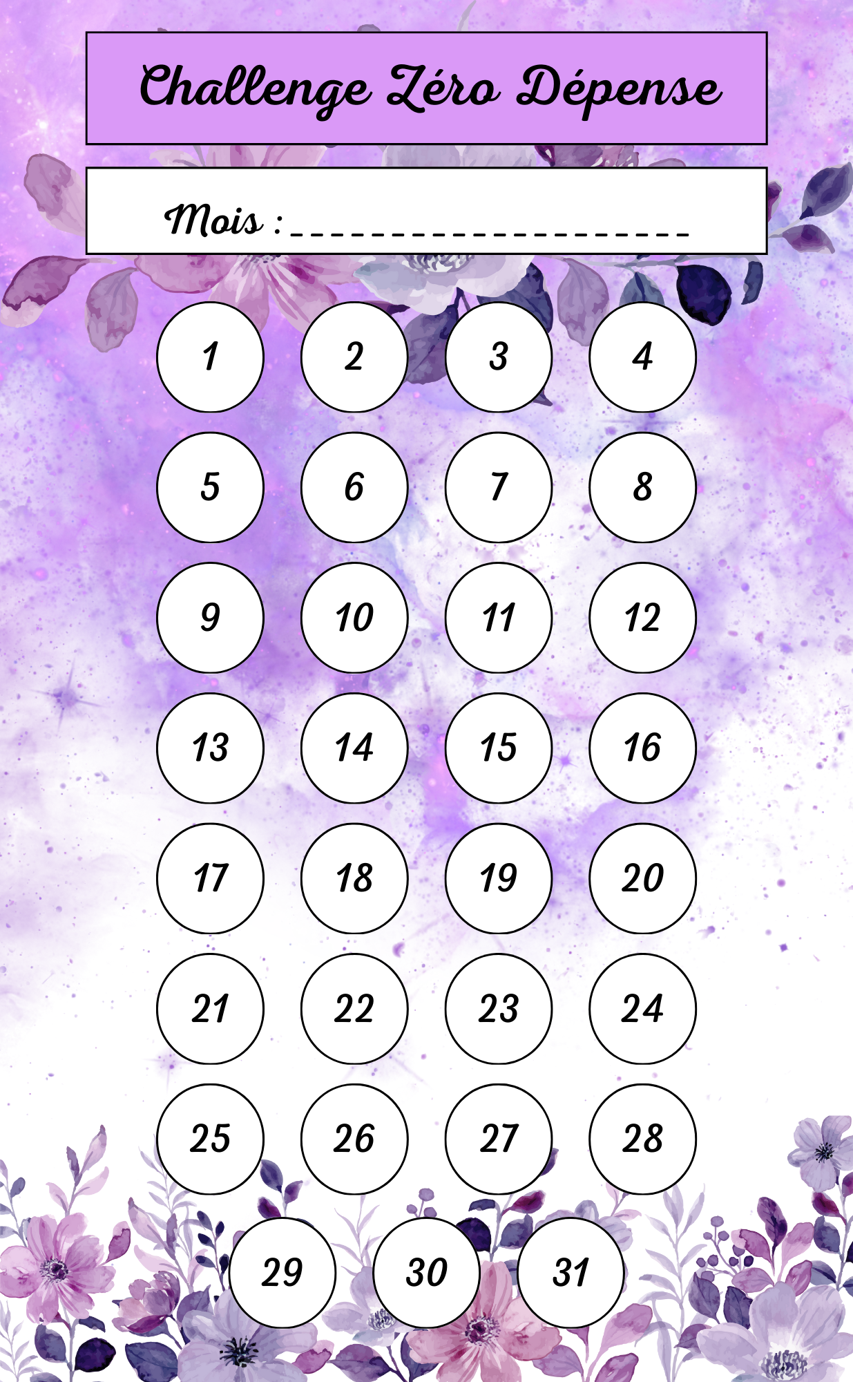 Challenge Zéro Dépense Violet