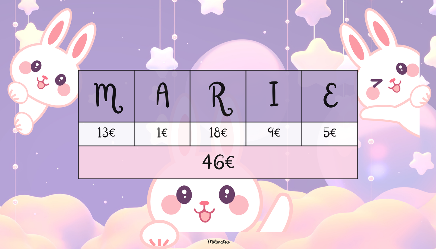 Défi Prénom Kawaï Lapin