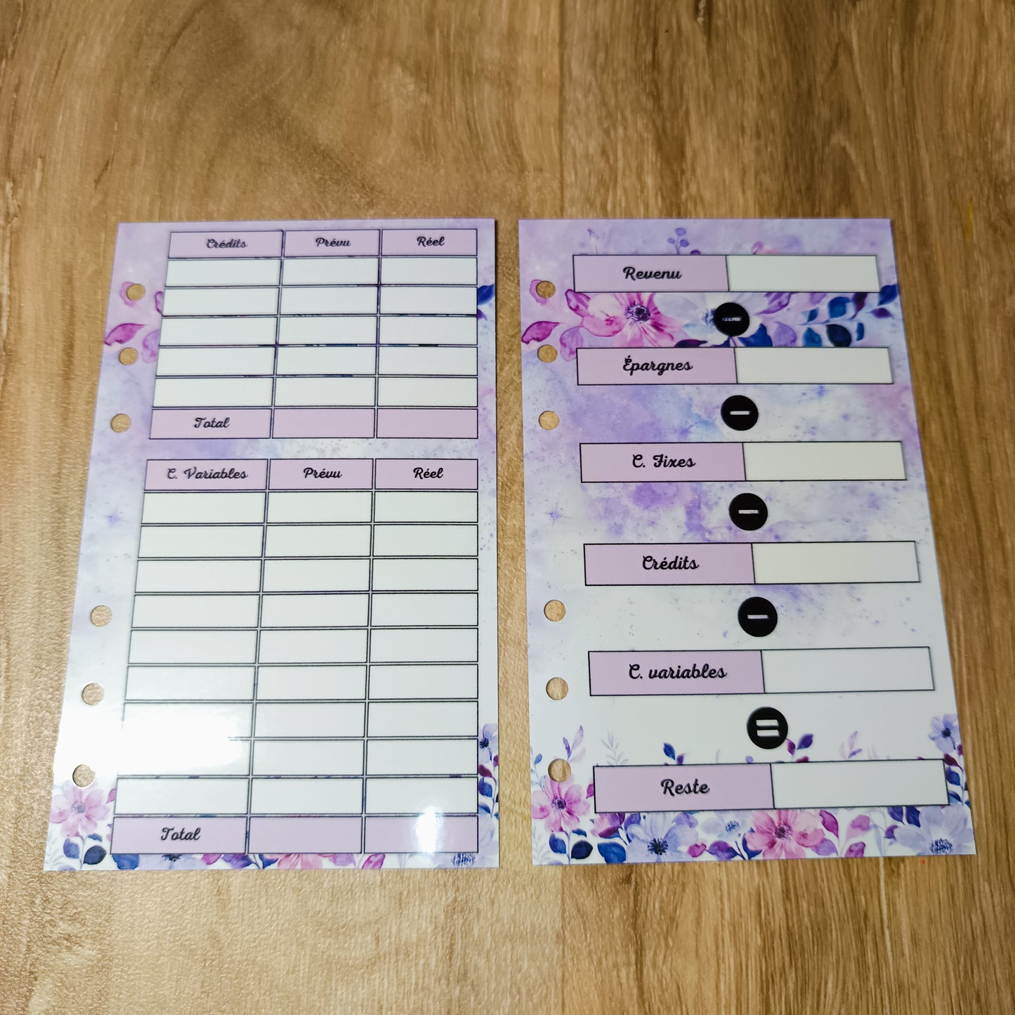 Fiches Budget A6 Violet