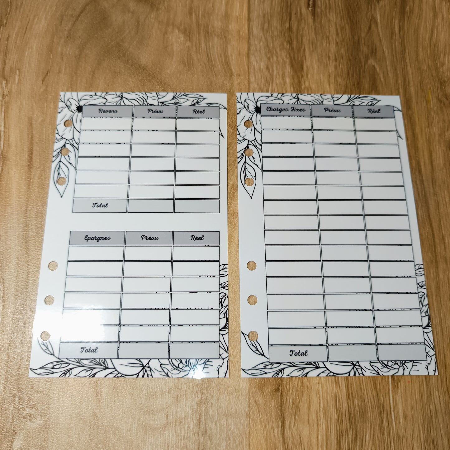 Fiches Budget A6 Feuilles Noir