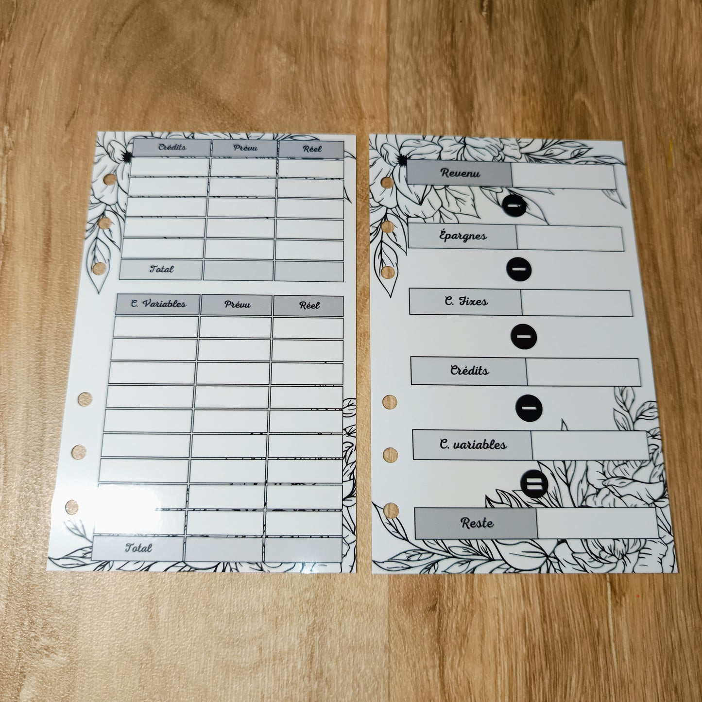 Fiches Budget A6 Feuilles Noir