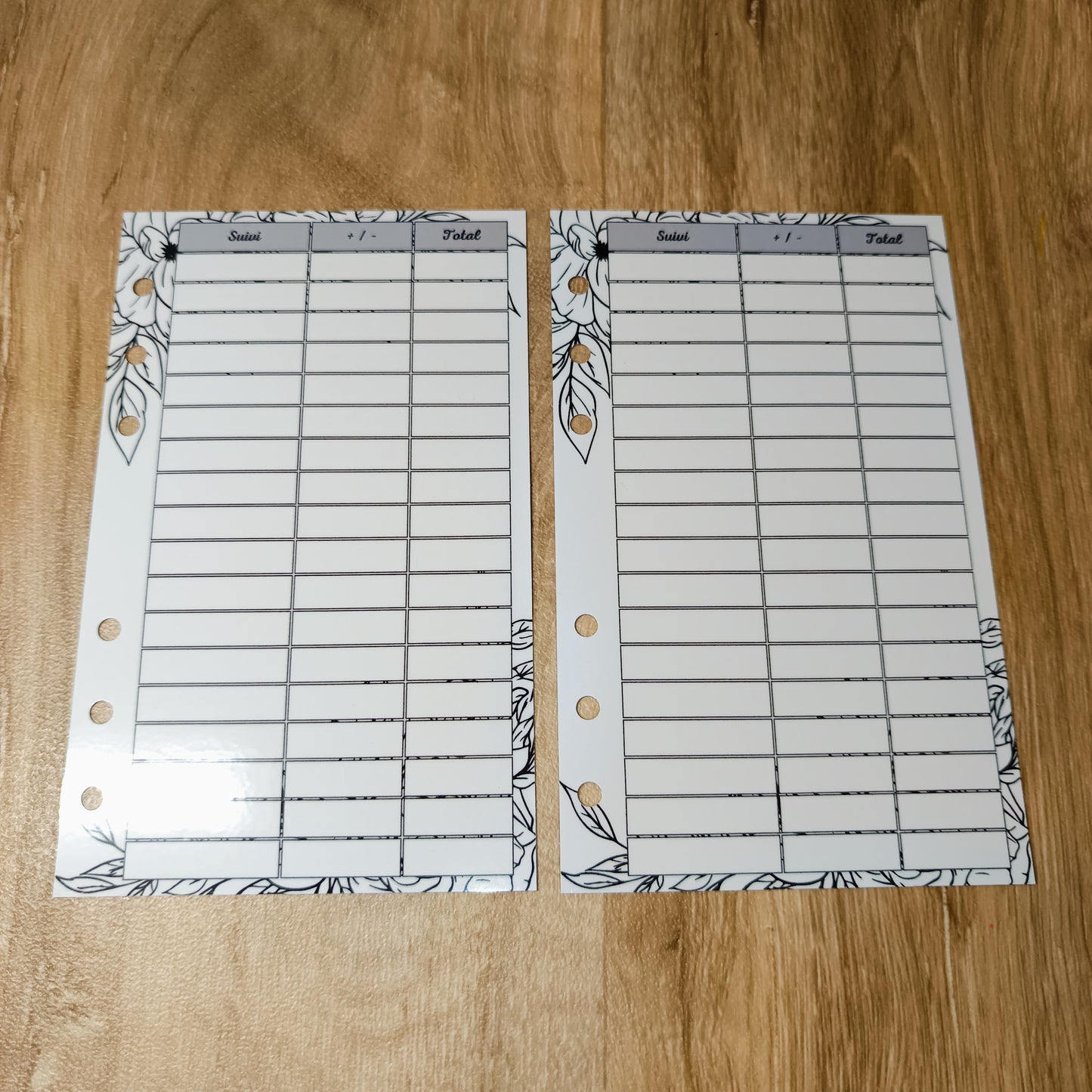 Fiches Budget A6 Feuilles Noir