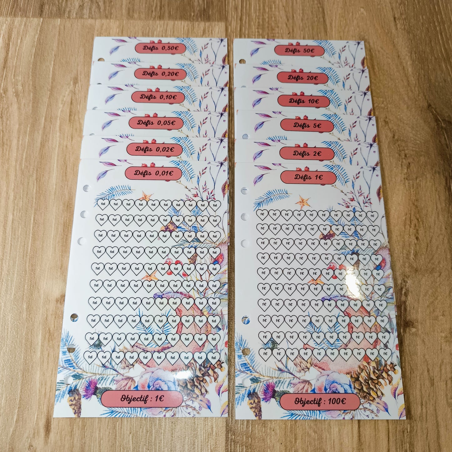 Fiches Défi € A6 Lune Florale