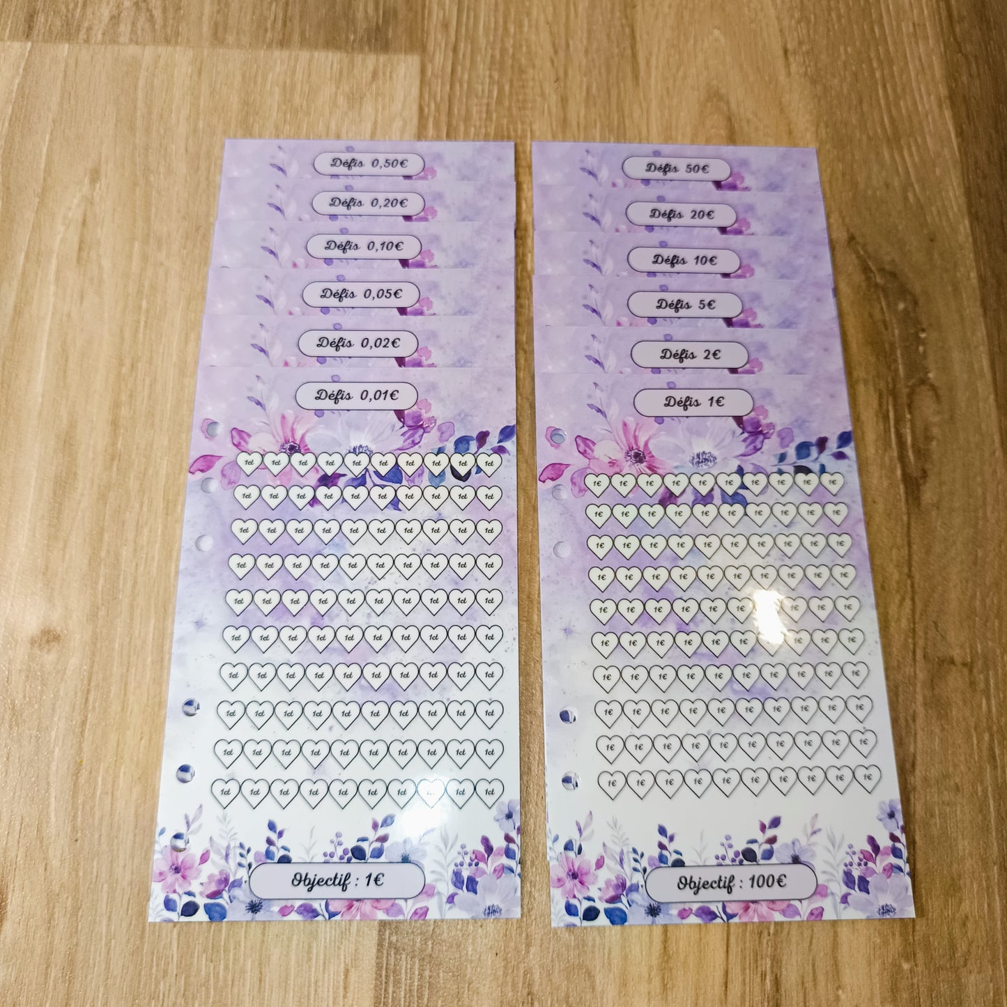 Fiches Défi € A6 Violet