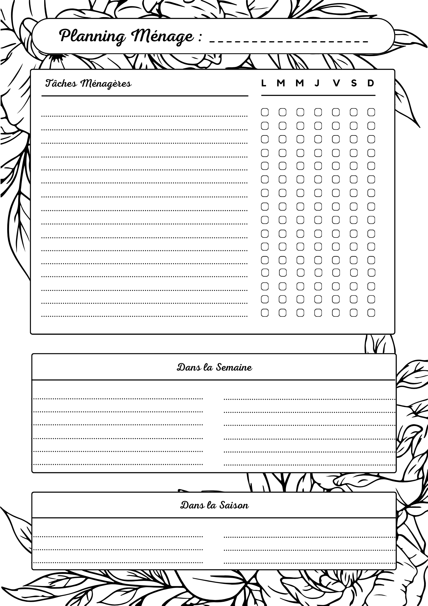 Ménage Feuilles Noir