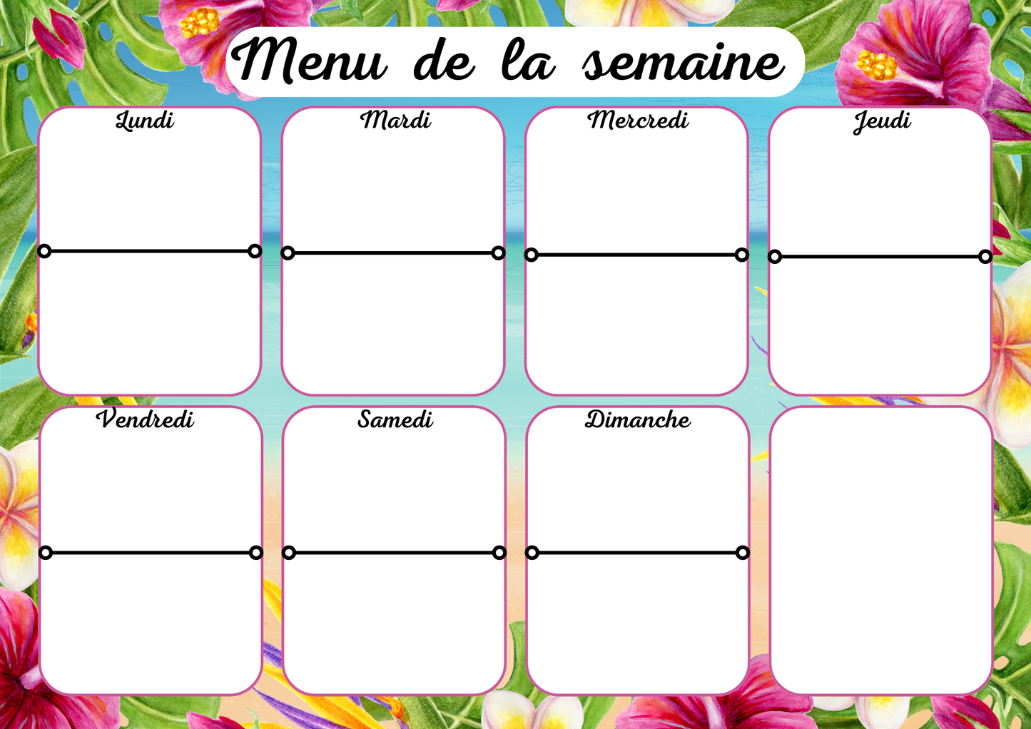 Menu Bora Bora
