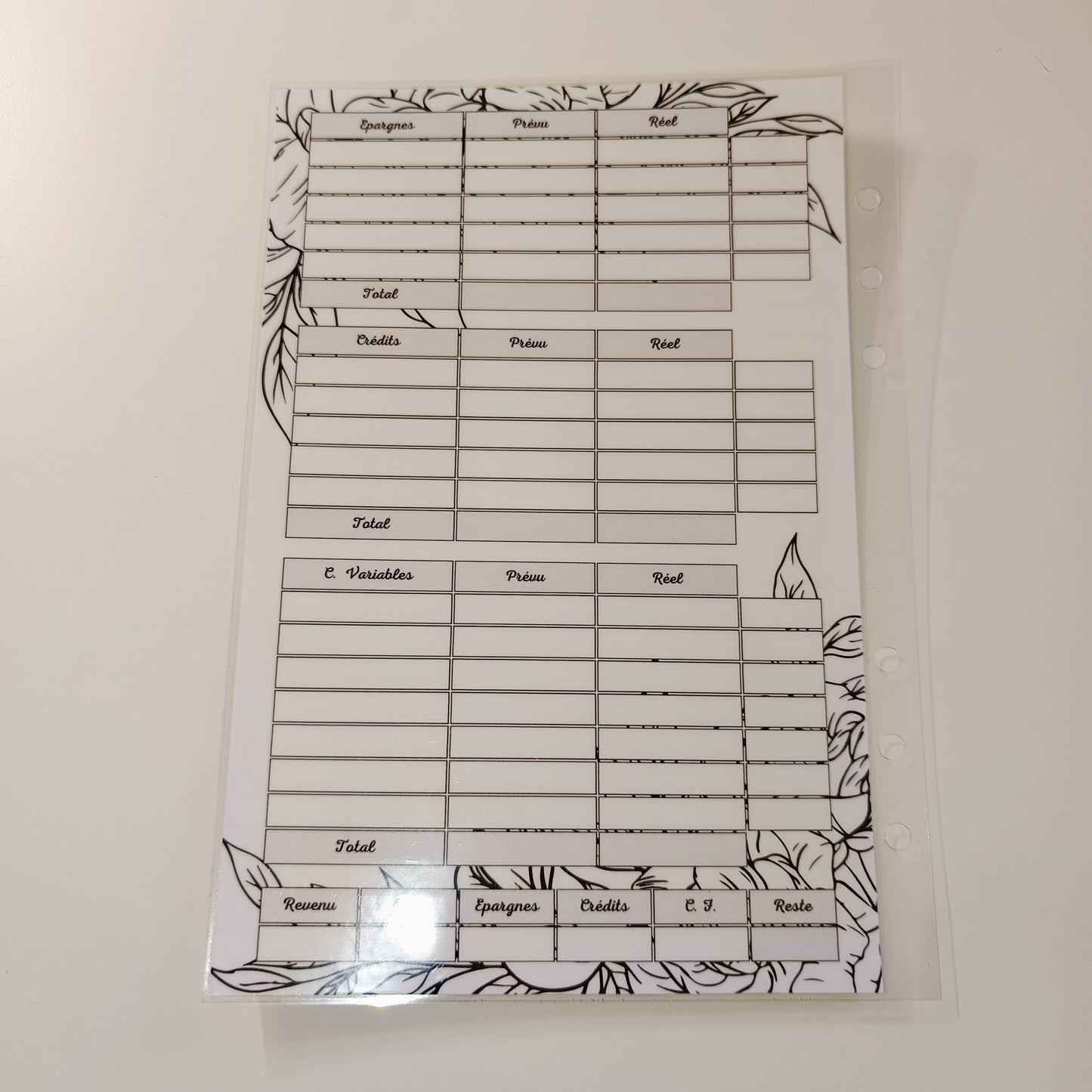 Fiches A5 Plastifiées Feuilles Noir