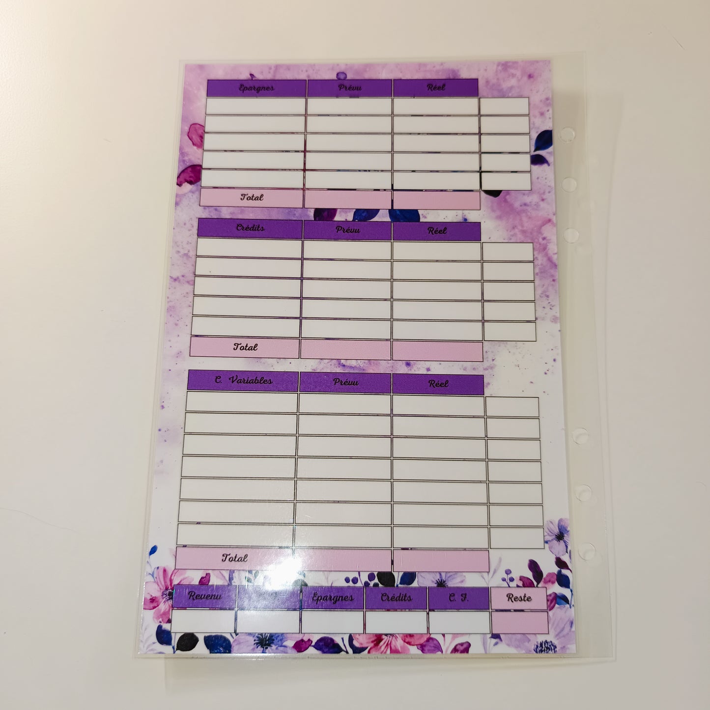 Fiches A5 Plastifiées Violet