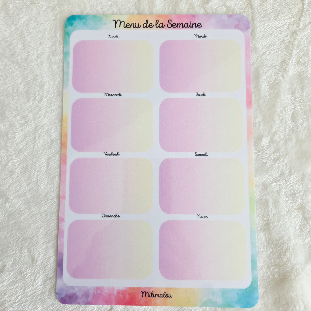 Menu de la Semaine A5 Arc en Ciel