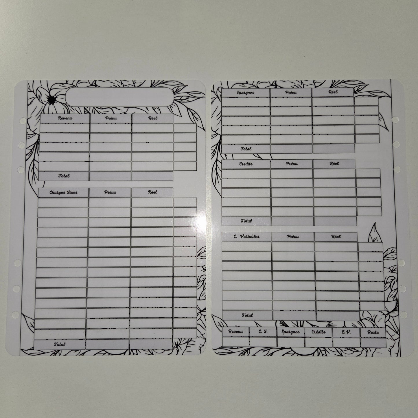Budget A5 Plastifié Feuilles Noir