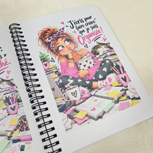 Carnet A5 Tissu Femme Organisée