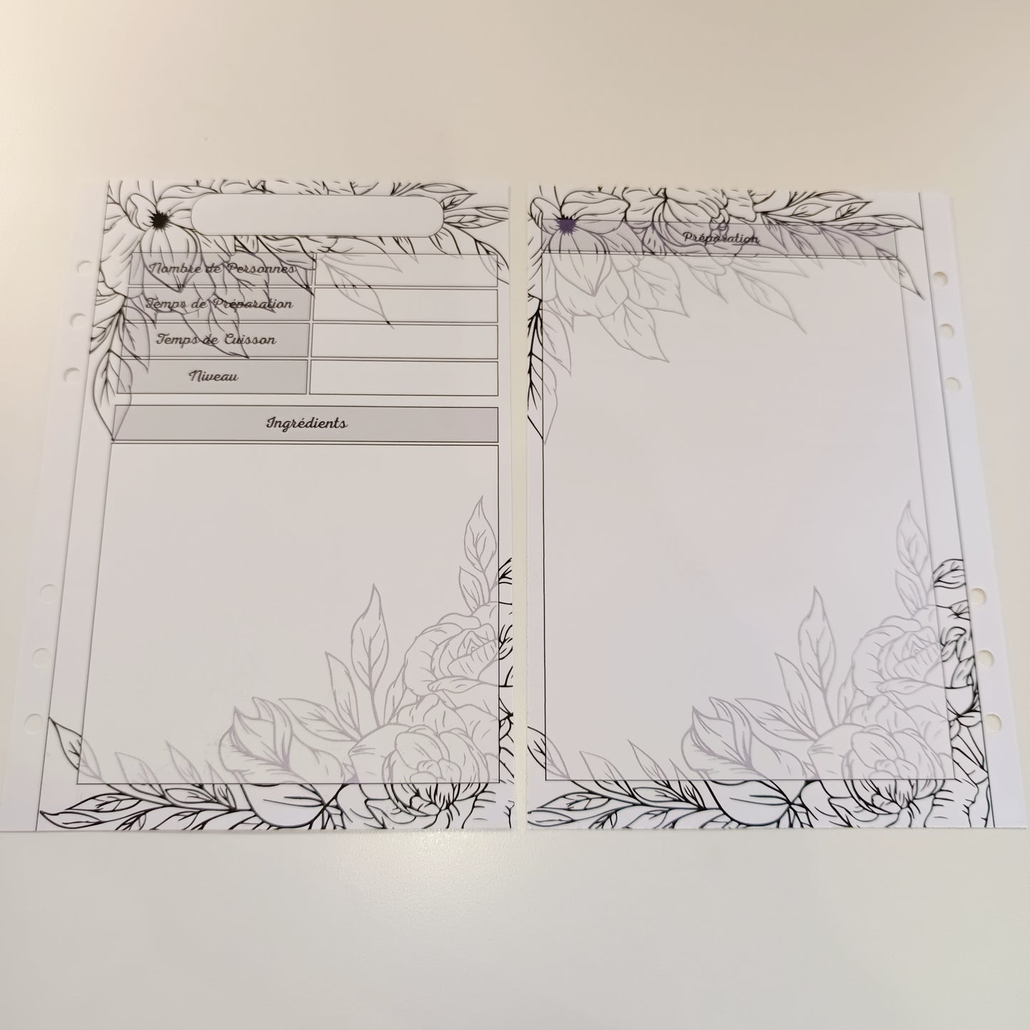 Fiches A5 NON Plastifiées Feuilles Noir