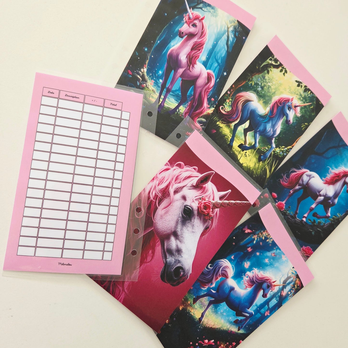 Pack 6 Enveloppes Licorne Rose
