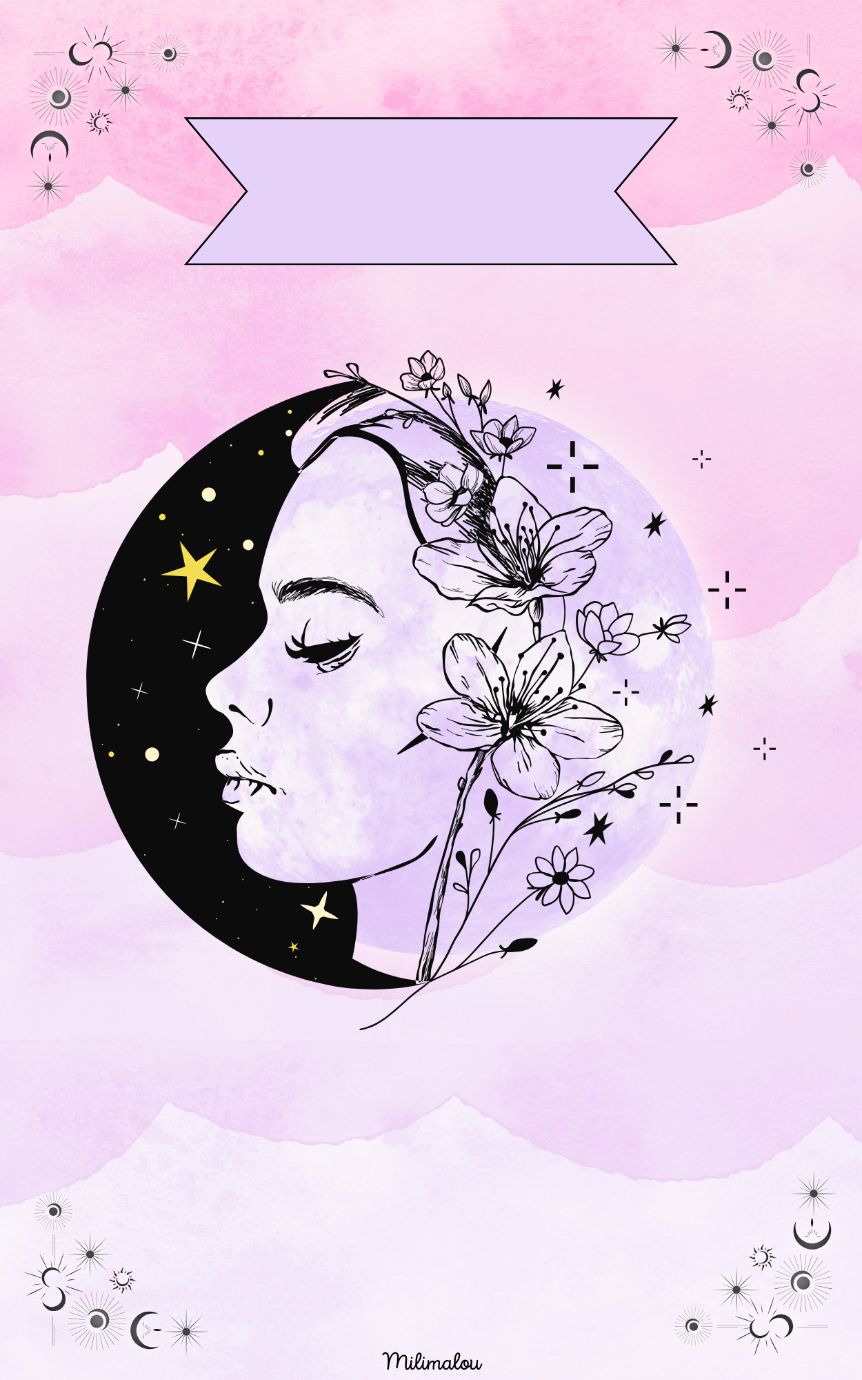 Page de Garde A5 Lune Rose