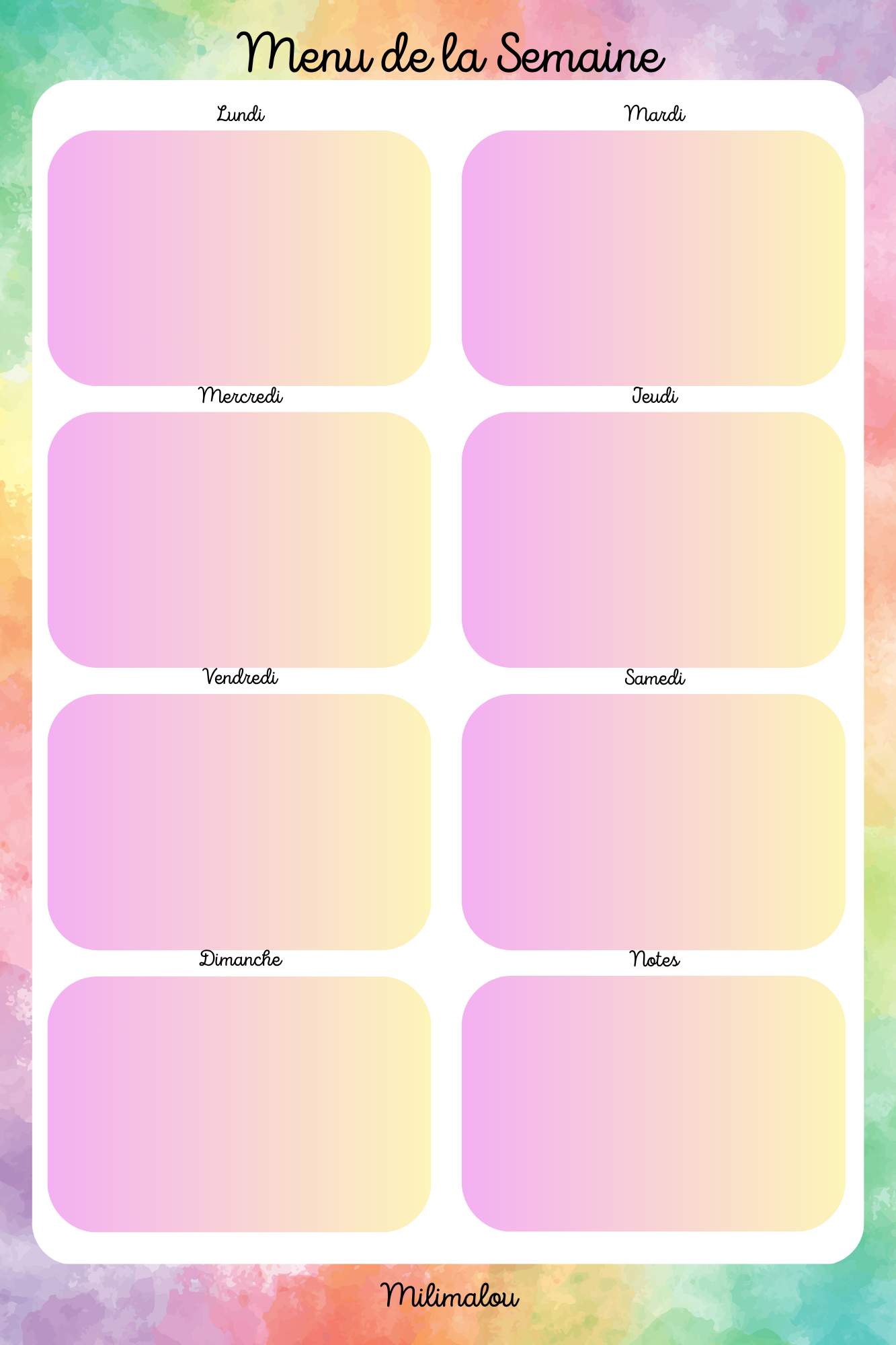 Menu de la Semaine A5