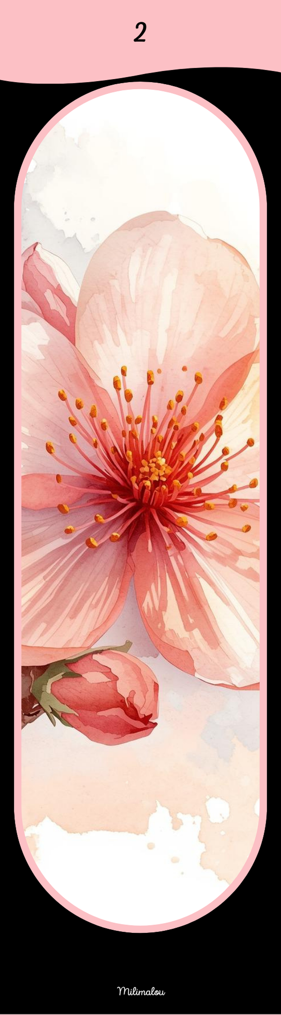 Marque Page A6 Fleurs de Pêcher