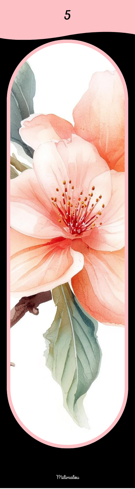 Marque Page A6 Fleurs de Pêcher