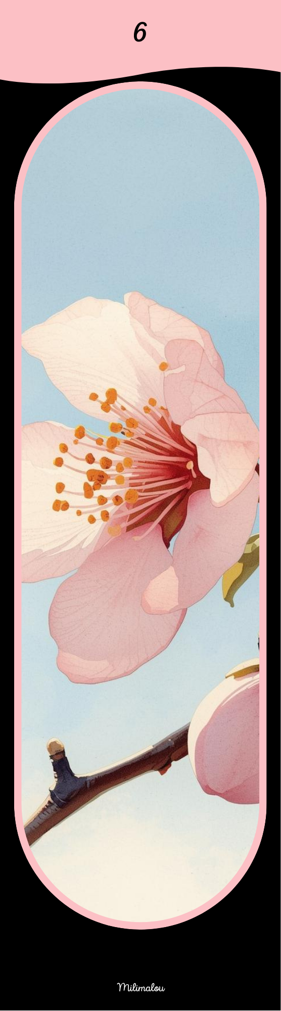 Marque Page A6 Fleurs de Pêcher