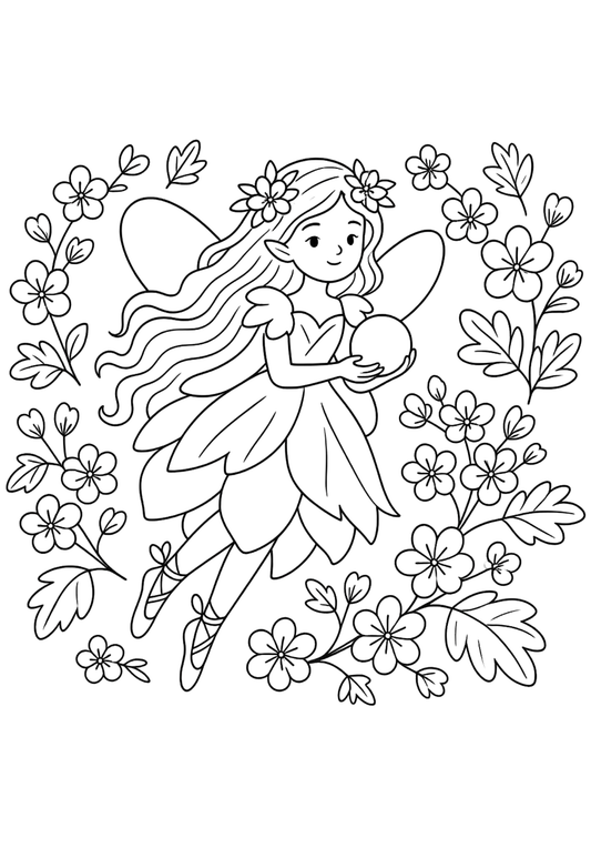 Coloriage A4 Fée 8