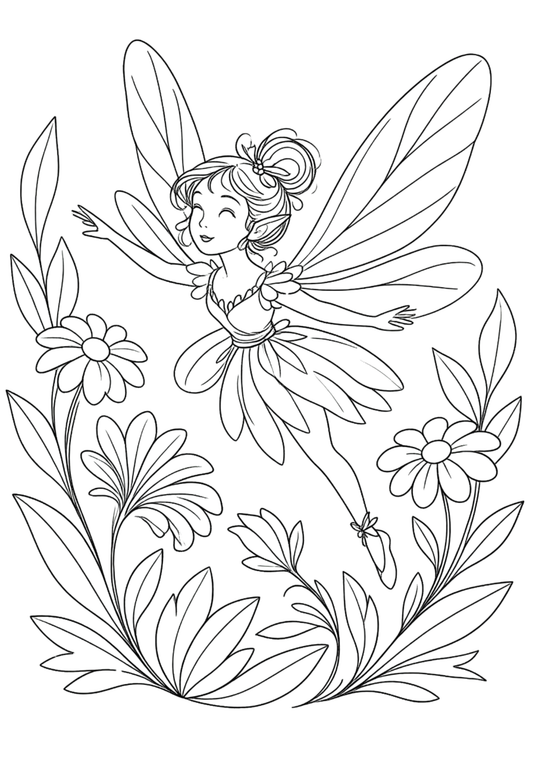 Coloriage A4 Fée 9