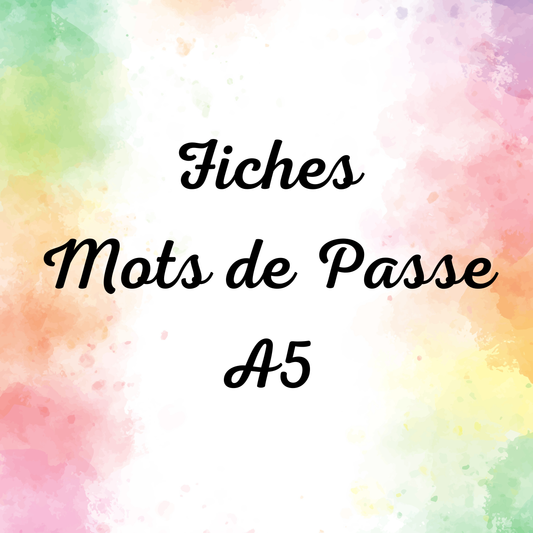 Mots de Passe A5 (lot de 5 fiches)