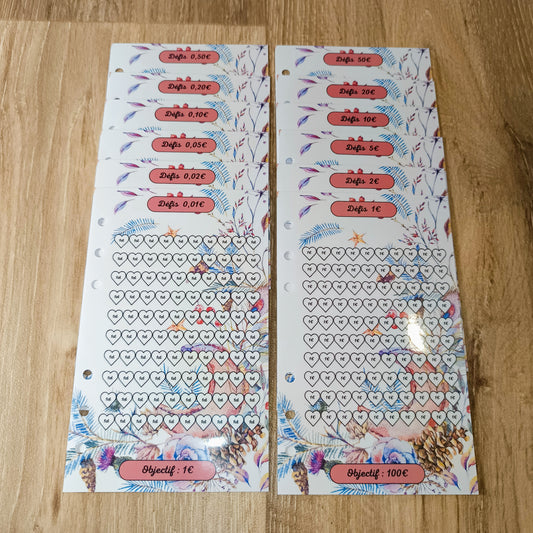 Fiches Défi € A6 Lune Florale