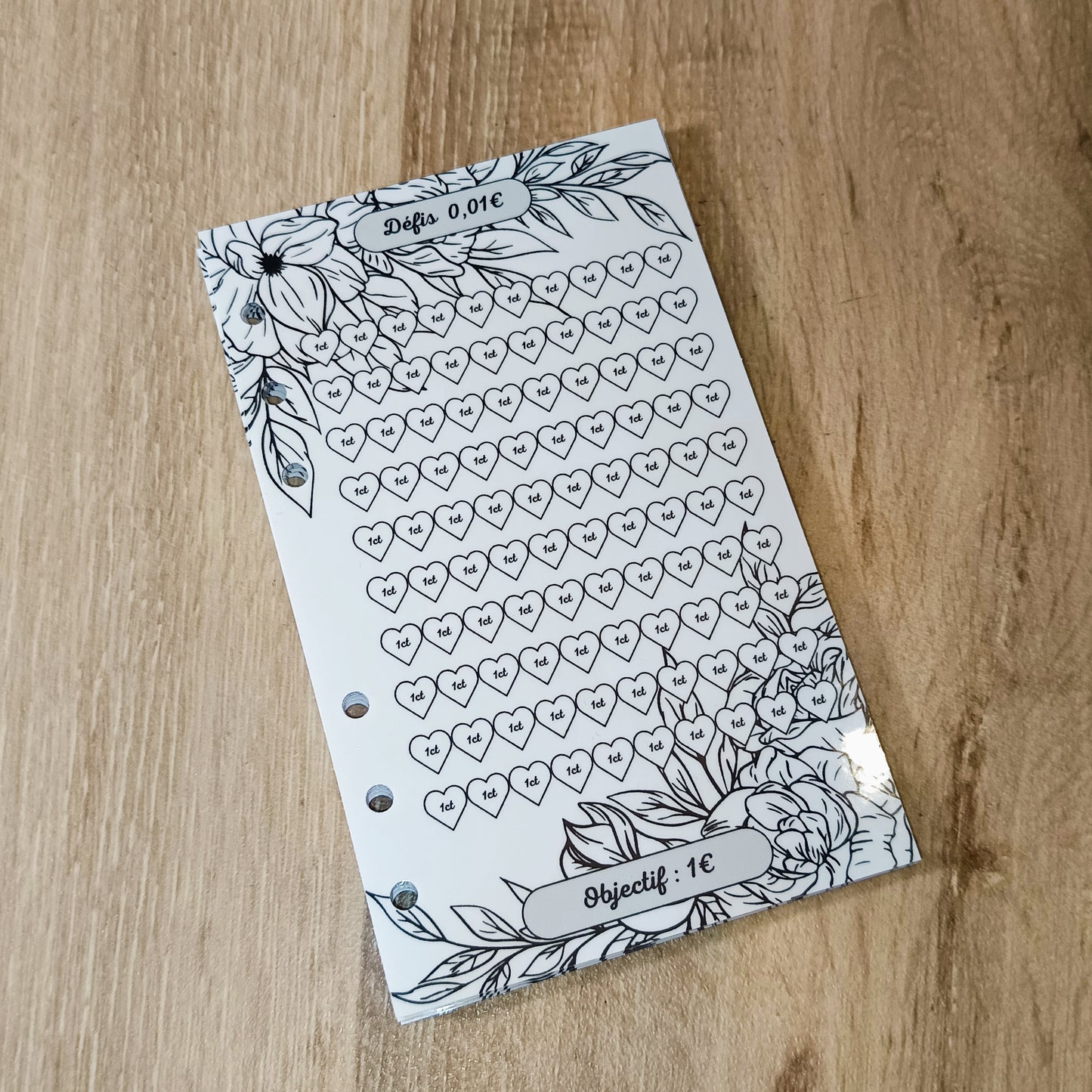 Fiches Défi € A6 Feuilles Noir