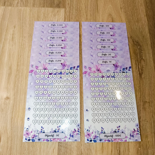 Fiches Défi € A6 Violet
