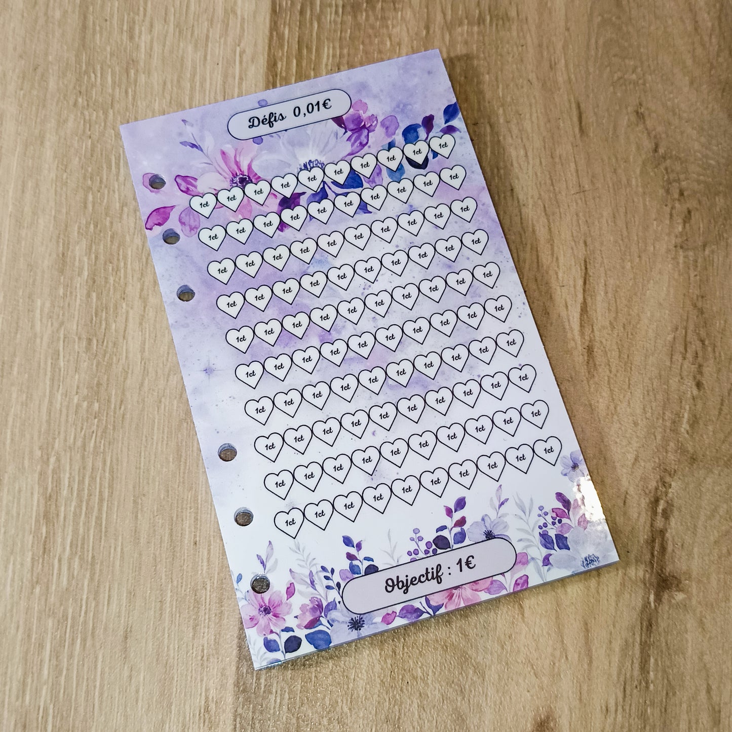 Fiches Défi € A6 Violet