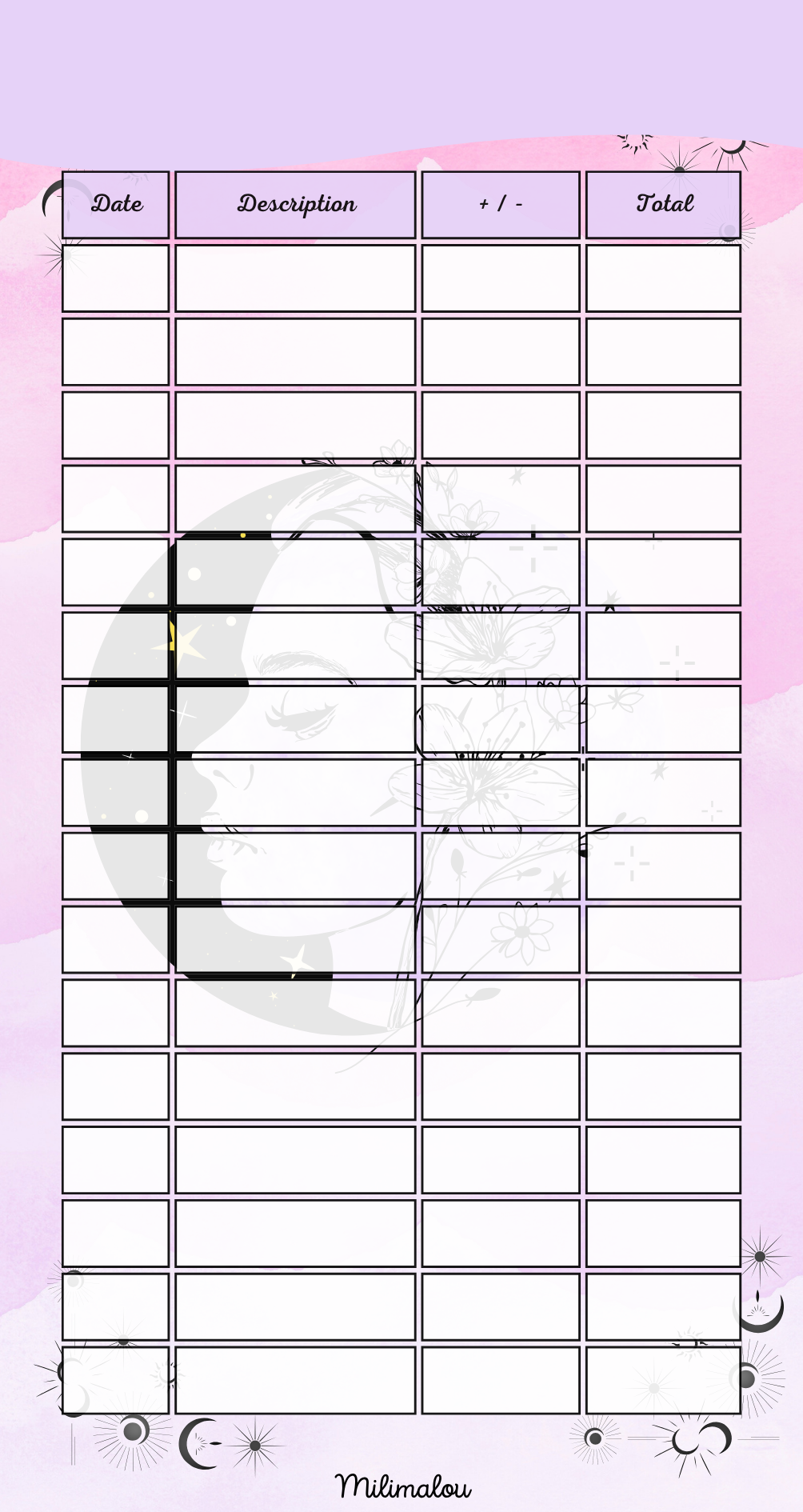 Suivi Budget A6 Lune Rose