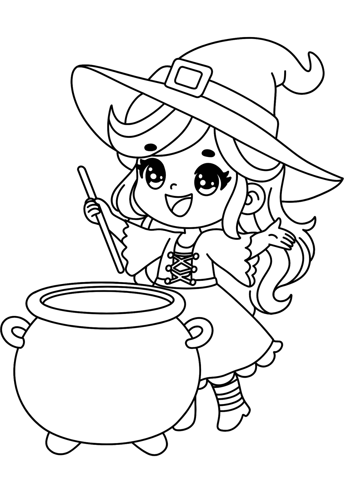 Coloriage A4 Sorcière 4