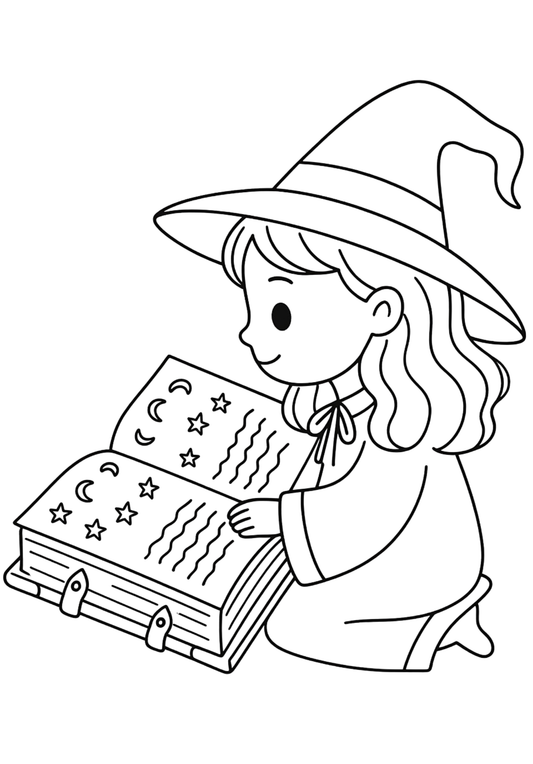 Coloriage A4 Sorcière 5