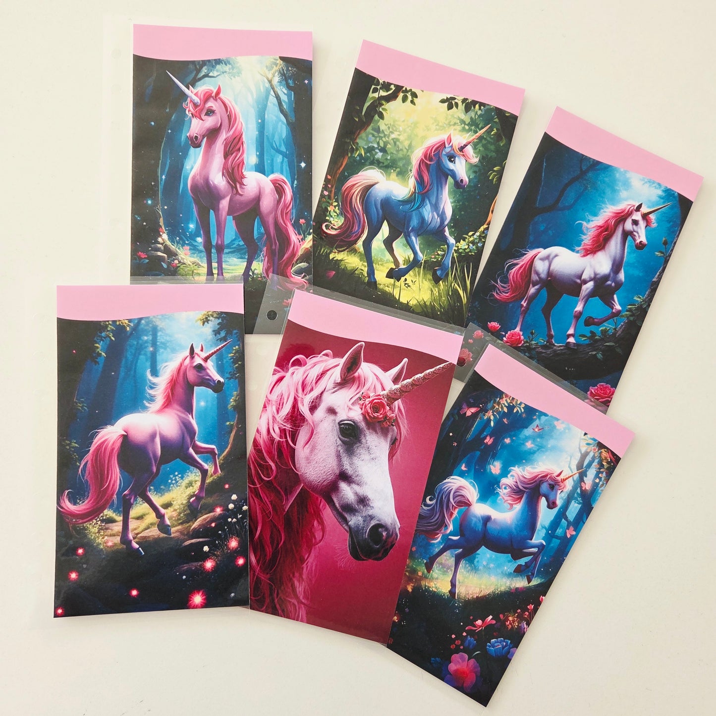 Pack 6 Enveloppes Licorne Rose