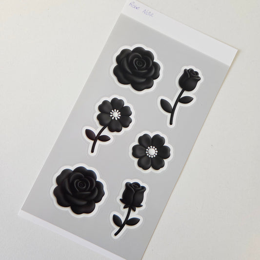 Planche Stickers Rose Noir