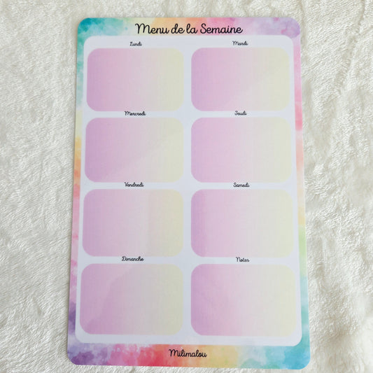 Menu de la Semaine A5 Arc en Ciel
