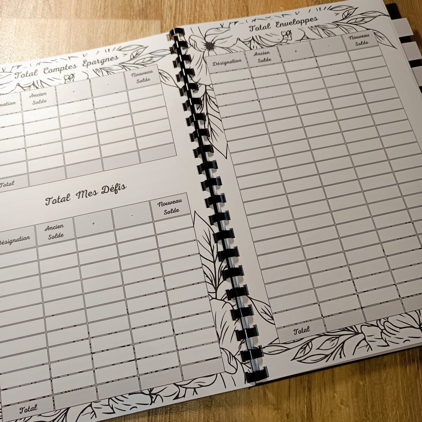 Budget 12 mois Feuilles Noir