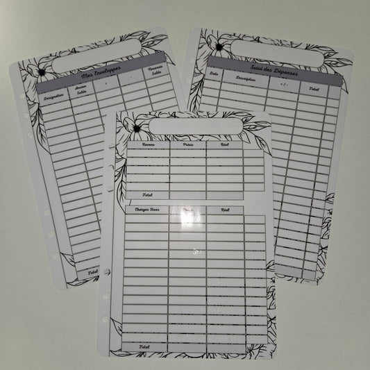 Budget A5 Plastifié Feuilles Noir