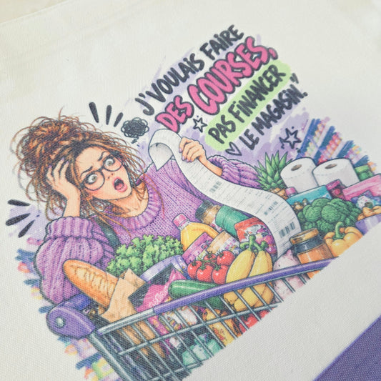 Sac Cabas Violet Ticket de Caisse