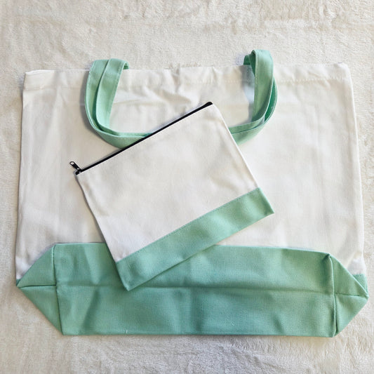 Sac Cabas ou Pochette Vert d'Eau